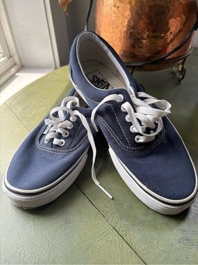 Vans Navy Canvas Low-Top Sneakers with White Laces